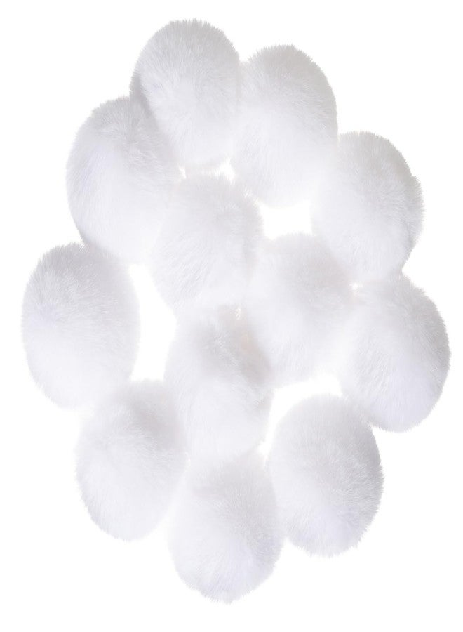 Homtable 12 Pcs Small Faux Fur Pom Pom Balls 2.75 in Fur Fluffy Pompom Ball with Elastic Loop for Hats, Shoes, Scarves, Gloves, Bags, Key Chain Charms Accessories, 2 3/4 inches (White) - Image 1