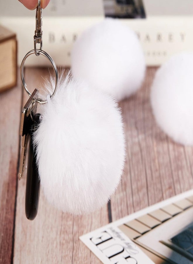 Homtable 12 Pcs Small Faux Fur Pom Pom Balls 2.75 in Fur Fluffy Pompom Ball with Elastic Loop for Hats, Shoes, Scarves, Gloves, Bags, Key Chain Charms Accessories, 2 3/4 inches (White) - Image 3