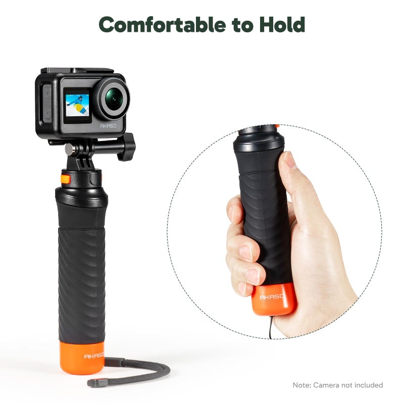 AKASO Waterproof Floating Hand Grip Action Camera Accessories for Gopro Hero 13/12/11/10/ 9/Max/DJI Osmo Action EK7000/Brave 4/Brave 7 LE/Brave 7 Action Camera Handle Mountfor Water Sports - Image 3