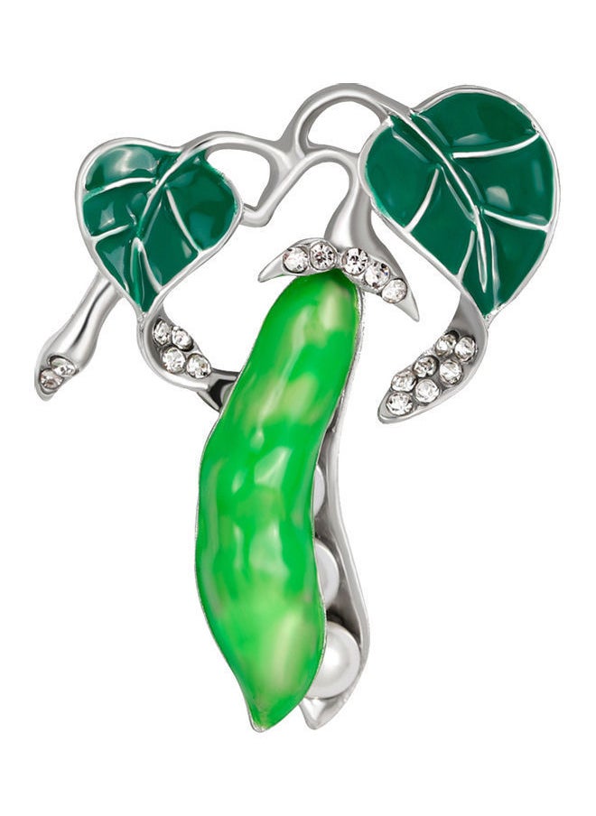 NIBEMINENT Pea Pod Shape Faux Pearl Rhinestone Inlaid Women Shirt Collar Brooch Pin 