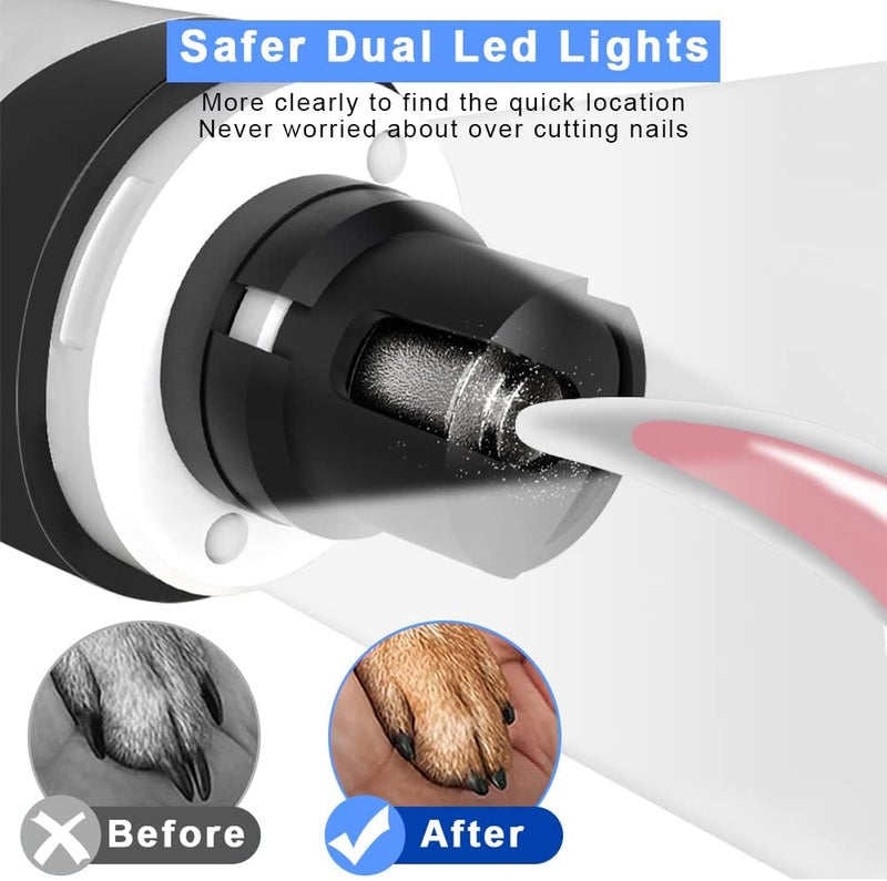 gluckluz Electric Dog Nail Grinder Upgraded Professional Pet Cat Trimmer 2-Speed LED Light Quiet Cordless Rechargeable Painless Paws Claw Grooming Smoothing Dog Nail Clipper for Pet Puppy Kitten Kitty - Image 4
