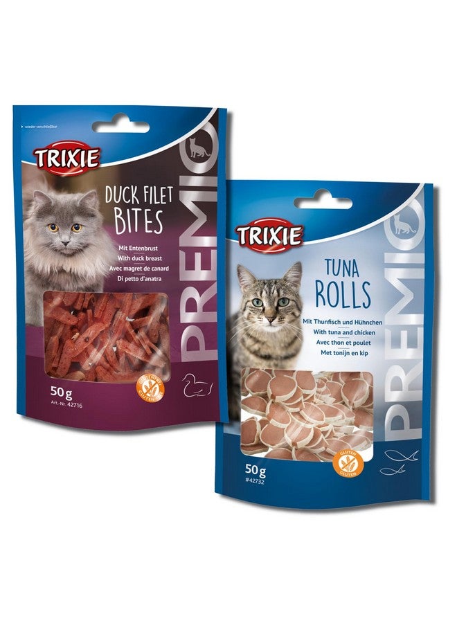 تريكسي مجموعة مكافآت القطط من قطع فيليه البط الفاخرة ولفائف التونة الفاخرة، مكافآت غنية بالعناصر الغذائية للقطط، مناسبة لجميع السلالات - (عبوة من قطعتين) - Image 1