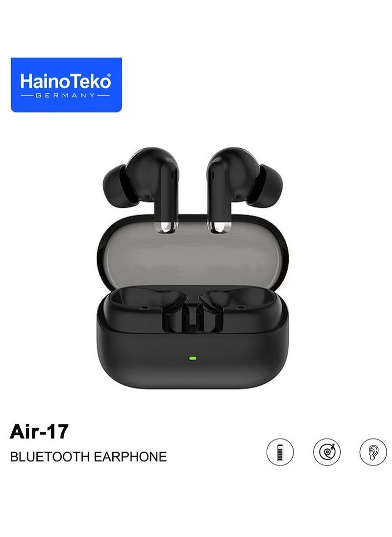 Haino Teko Air-17 True Wireless Earphones, Bass Music, Super Clear Mic – Designed for iPhones and iPads – Black - Image 1