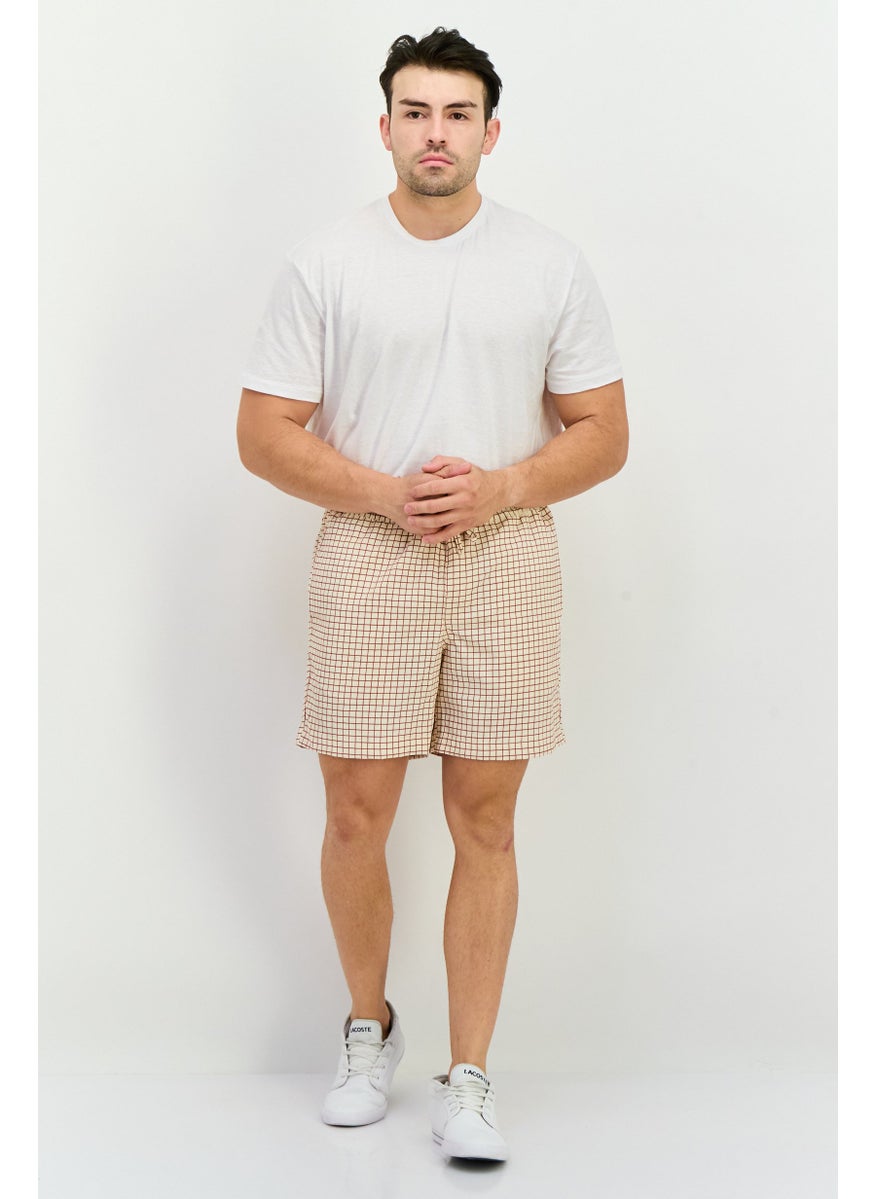 Jack Jones Men Checkered Drawstring Basic Shorts, Beige  - Image 4