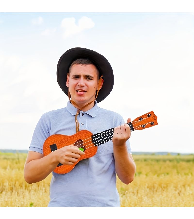Light Yellow Ukulele for Beginners 17.3 Inch 4 String Practice Guitar With Pick - Image 5