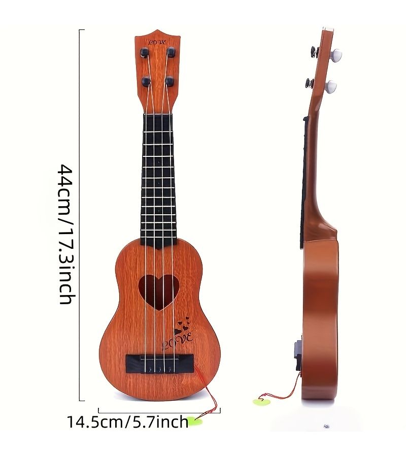 Light Yellow Ukulele for Beginners 17.3 Inch 4 String Practice Guitar With Pick - Image 2