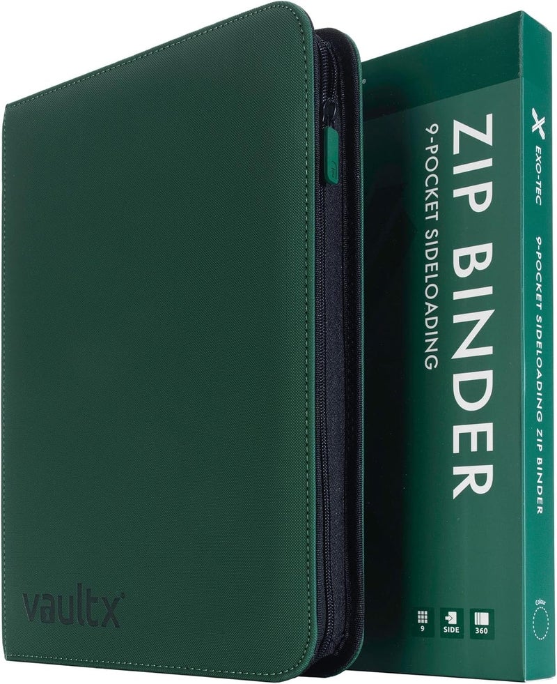 Vault X 9 Pocket Trading Card Zip Binder, 360 Cards, Premium Exo-Tec Album Material, 20 Side-Loading Pages, Folder for Collectible Games, Sports, TCG (Green) - Image 1