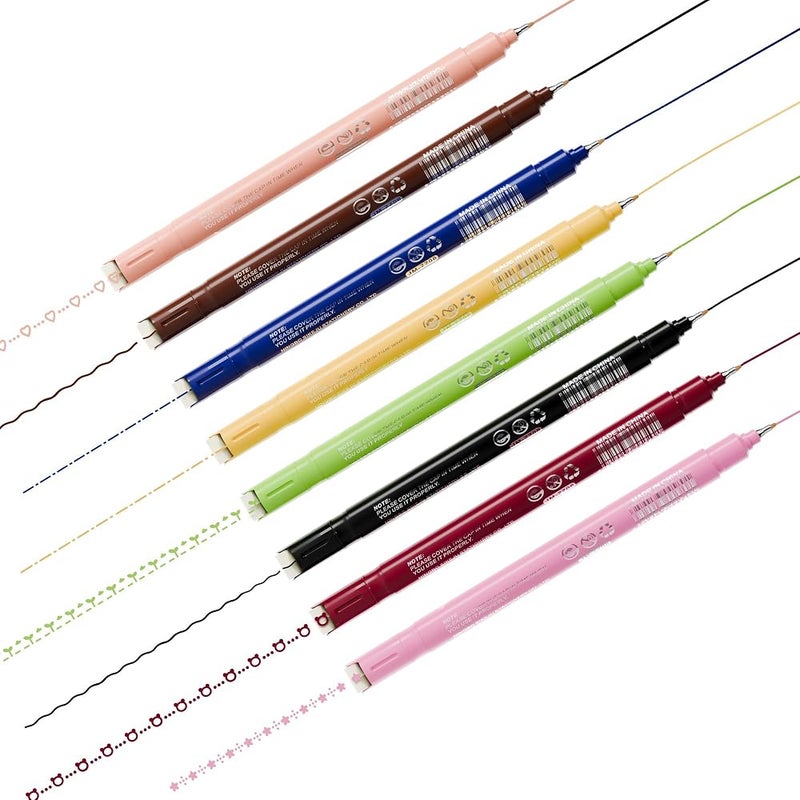 GPC Image 8 PCS Curve Highlighter Pen Set, Colored Curve Pens, Dual Tip Highlighter Pens, 8 Different Curve Shapes