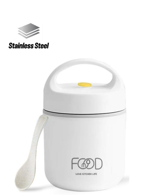Food Jar, Stainless Steel Soup Container, 460 ML/15.5 OZ Size, Thermal Insulated, Leakproof, For School And Work