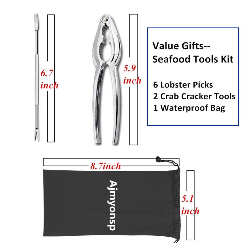 Ajmyonsp Lobsters Crackers and Picks Set, 8Pcs Crab Leg Cracker Tools - Stainless Steel Seafood Crackers & Forks Nuts Cracker Set & Storage Bag - Dishwasher Safe - Image 4
