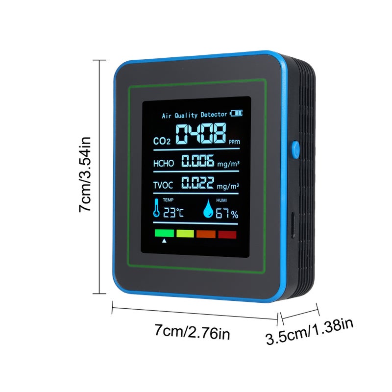 5-in-1 Indoor Air Quality Monitor Portable Detector Accurate CO2 TVOC HCHO Temperature & Humidity Air Quality Tester for Home Office School Hotel Car - Image 3