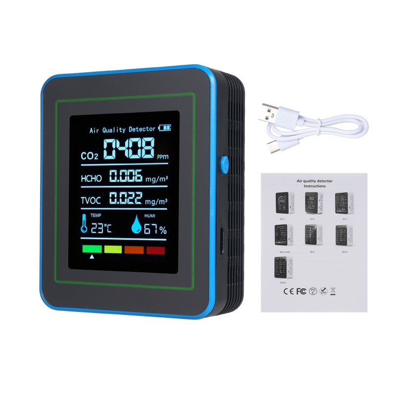 5-in-1 Indoor Air Quality Monitor Portable Detector Accurate CO2 TVOC HCHO Temperature & Humidity Air Quality Tester for Home Office School Hotel Car - Image 1
