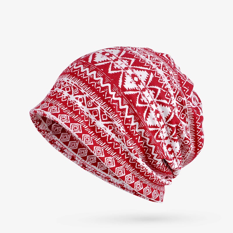 Spring Autumn and Winter Pullover Cap Women's Moon Hat Bib Dual-purpose Ethnic Style Velvet Warm Tapes Hat Women's Bag Headgear Style 4 Blue - Image 2
