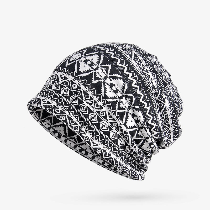 Spring Autumn and Winter Pullover Cap Women's Moon Hat Bib Dual-purpose Ethnic Style Velvet Warm Tapes Hat Women's Bag Headgear Style 4 Blue - Image 3