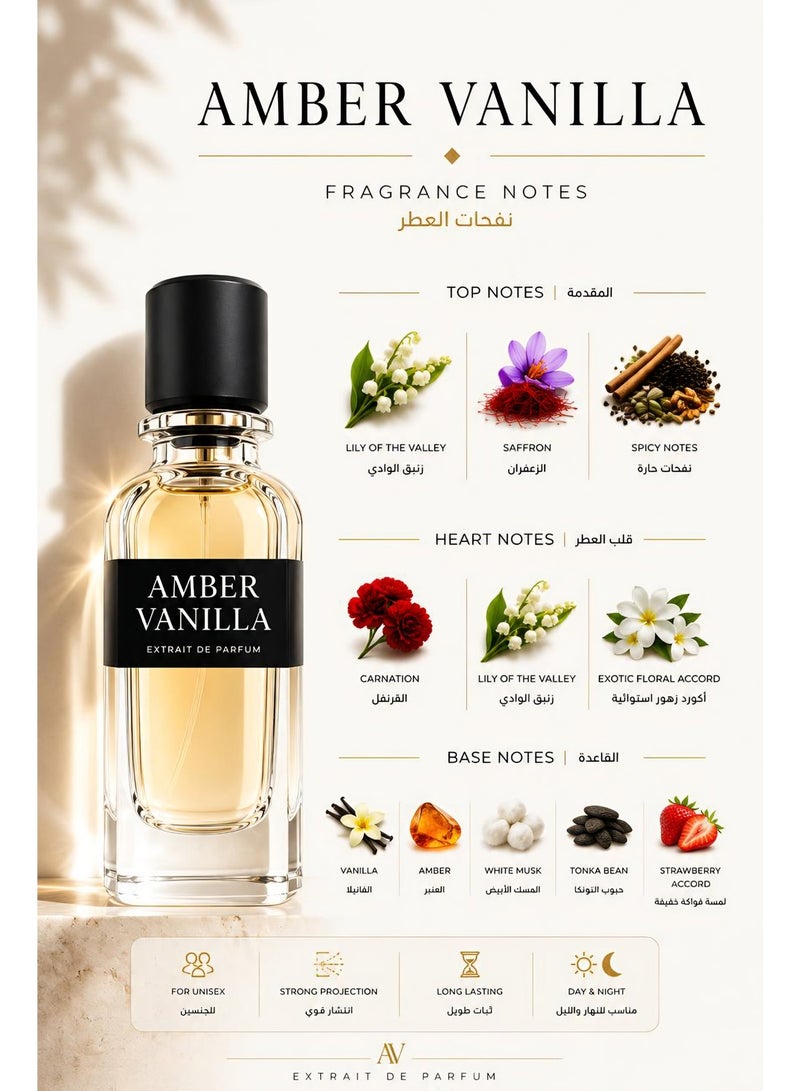 فاليسكو أمبر فانيلا إكستريت دي بارفيوم 50 مل عطر عنبر وفانيلا ومسك بالزعفران طويل الثبات للجنسين - Image 2