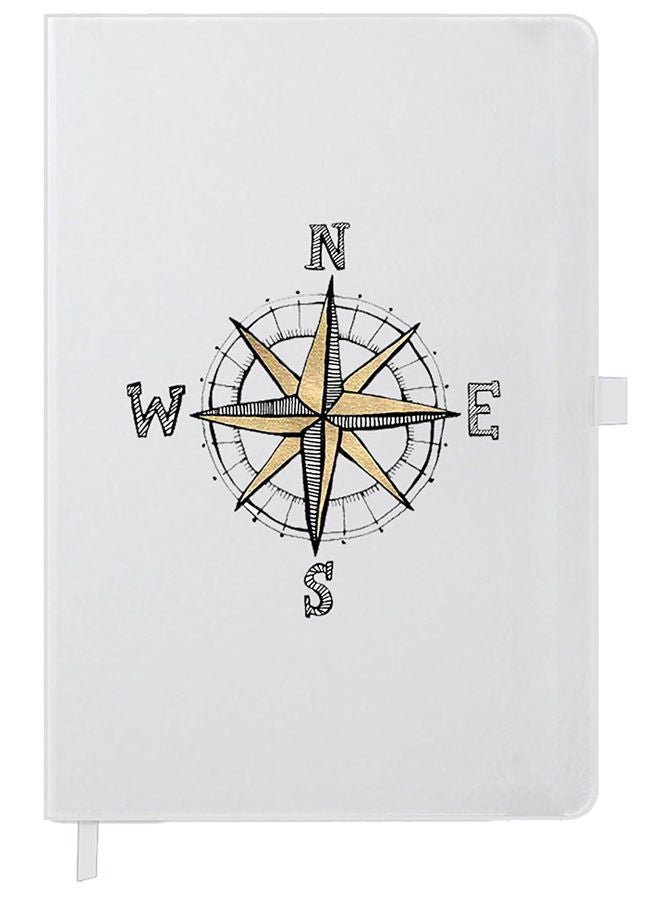 Theodor Designer A5 Thick White Hardcover Notebook Compass - Image 1