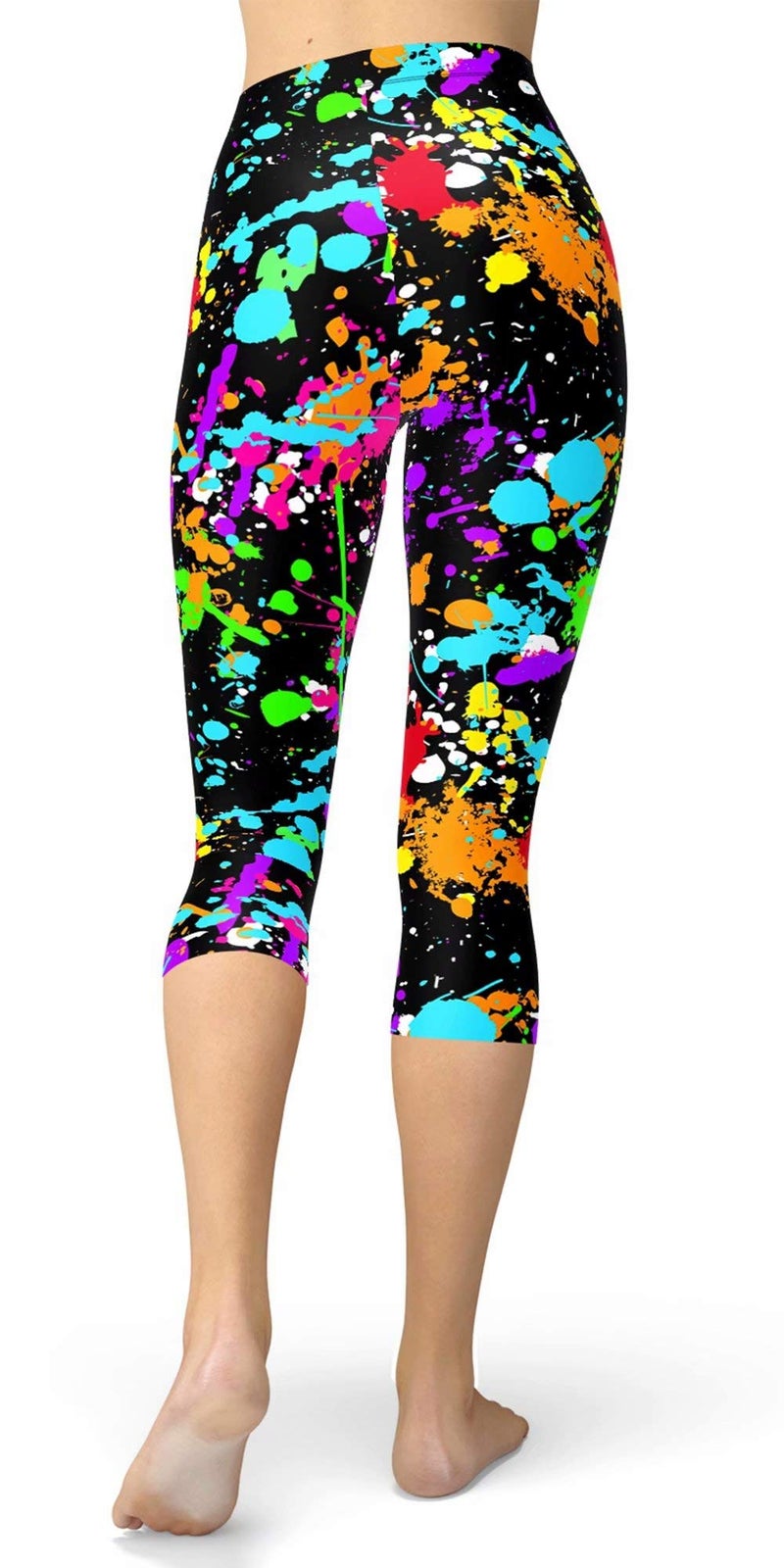 sissycos Women's Artistic Splash 80s Printed Cropped Capri Leggings Buttery Soft Tights (Plus Size, Color Splash) - Image 2