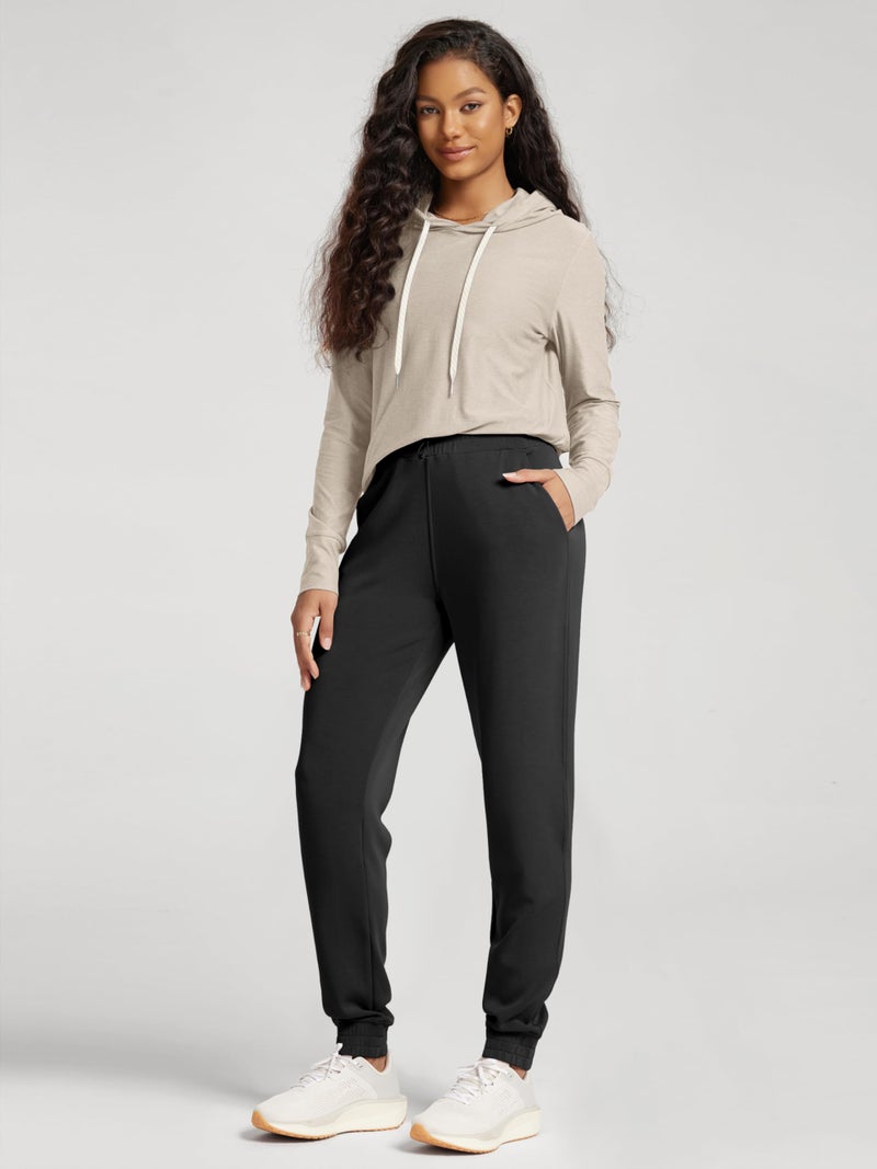ODODOS Women's Modal Soft Jogger Pants with Pockets Adjustable Shockcord High Waist Sweatpants Casual Lounge Pants, Black, Medium - Image 3