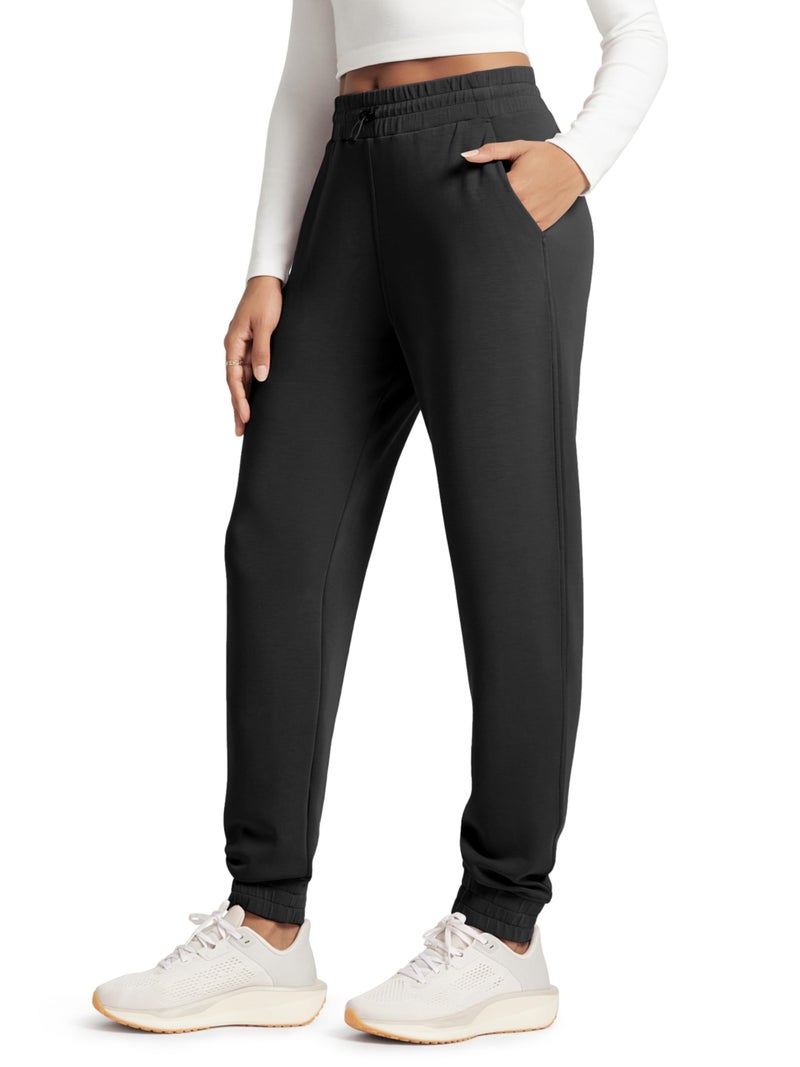 ODODOS Women's Modal Soft Jogger Pants with Pockets Adjustable Shockcord High Waist Sweatpants Casual Lounge Pants, Black, Medium - Image 1