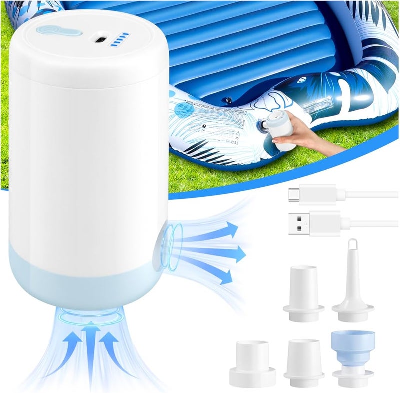 Sinbyuer Portable Mini Air Pump for Inflatables, USB-C Electric Inflator Air Pump with 5 Nozzles, 4KPa Ultra-Fast Inflation/Deflation Tiny Air Pumps for Pool Floats, Air  Mattress - Image 1