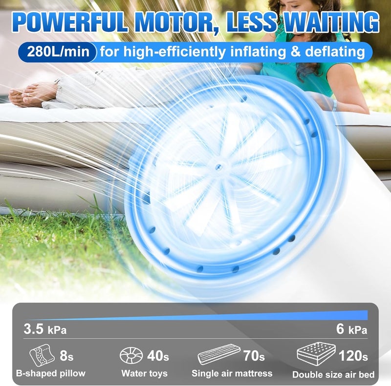 Sinbyuer Portable Mini Air Pump for Inflatables, USB-C Electric Inflator Air Pump with 5 Nozzles, 4KPa Ultra-Fast Inflation/Deflation Tiny Air Pumps for Pool Floats, Air  Mattress - Image 2