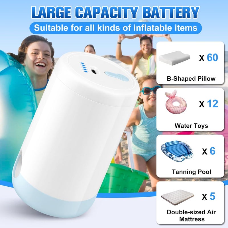 Sinbyuer Portable Mini Air Pump for Inflatables, USB-C Electric Inflator Air Pump with 5 Nozzles, 4KPa Ultra-Fast Inflation/Deflation Tiny Air Pumps for Pool Floats, Air  Mattress - Image 4