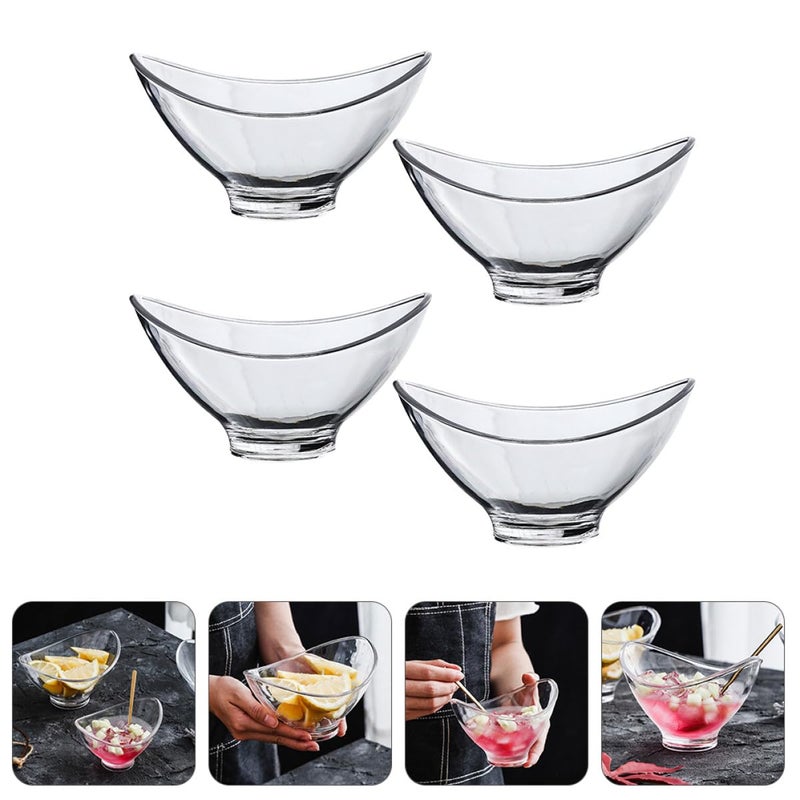 4Pcs Transparent Acrylic Bowls Unbreakable For Fruit Salad Dessert Serving - Image 4