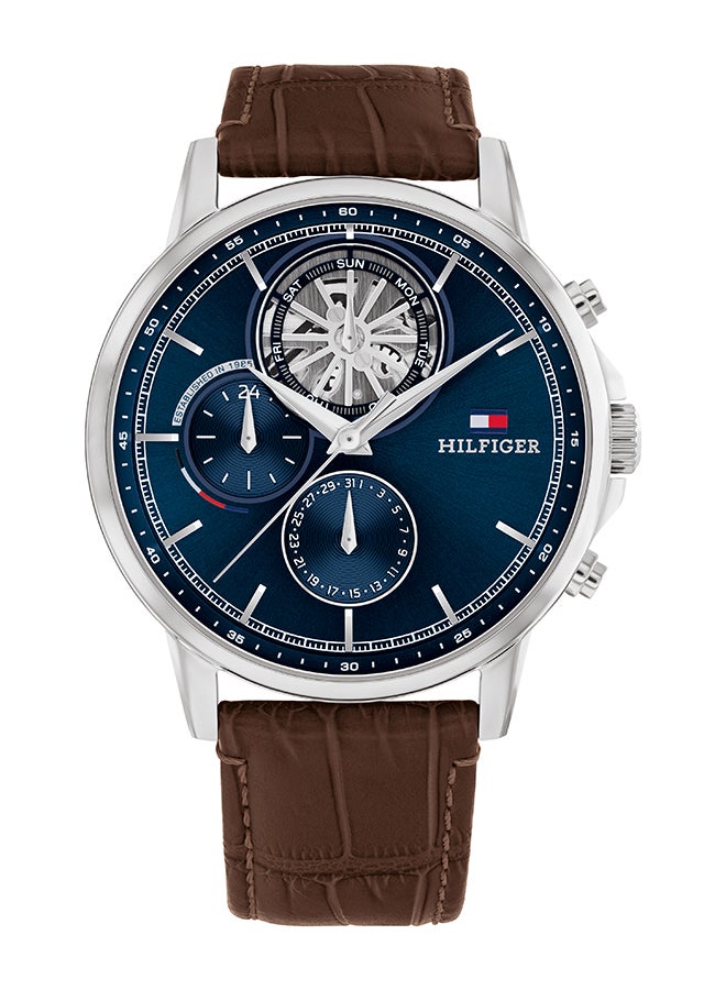 TOMMY HILFIGER ساعة يد جلدية دائرية الشكل بعقارب للرجال 1710629 - 44 ملم - Image 1