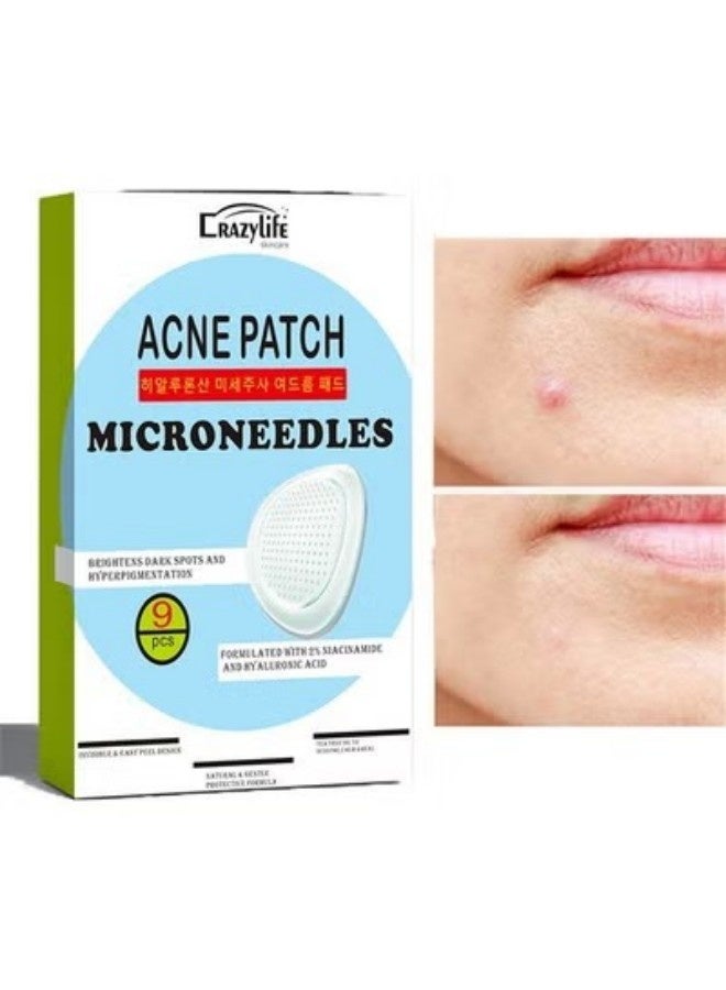 حياة مجنونة 9PCS تصحيحات حب الشباب Microneedles ، تصحيحات حبوب الشباب الوجه العناية بالبشرة ، تصحيحات حب الشباب الغير مرئية ، إزالة المرحلة المبكرة / الخفية / المكشوفة ، البثور ، البثور - Image 1