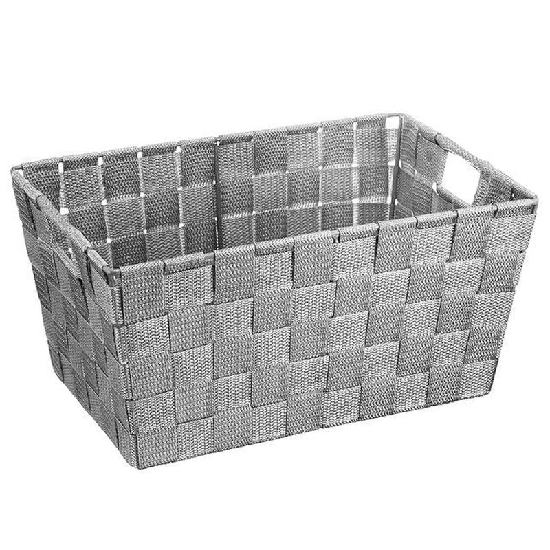 Bathroom Shelf Storage Box, Nylon and Metal Storage Basket, Woven Basket for Books or Organization, Size 30 * 20 * 14cm (Silver) - Image 2