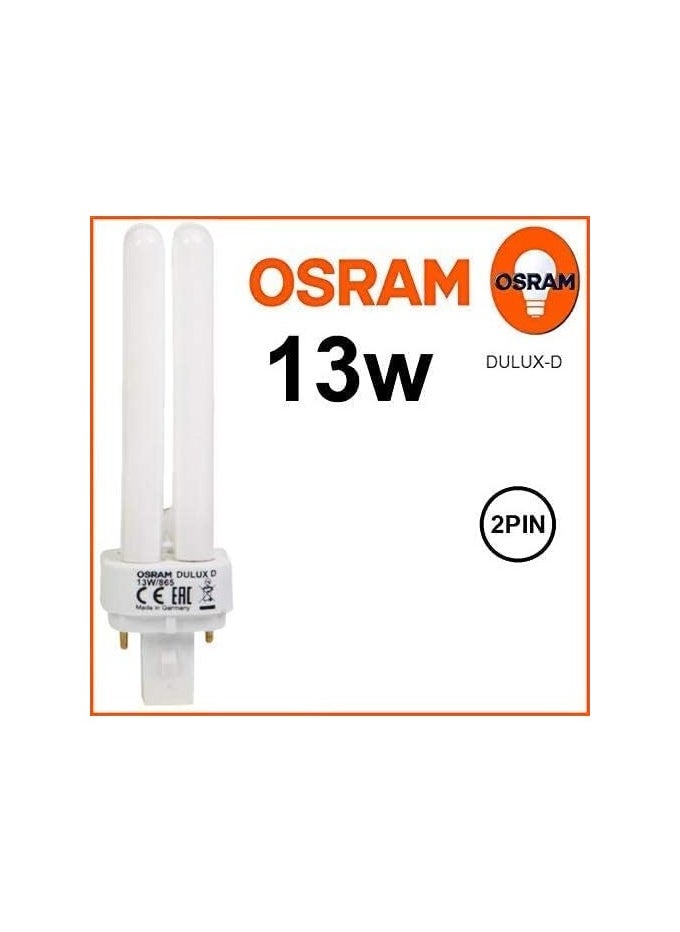 Osram - (Pack of 4) Osram Home Decorative High Qualtiy and Durable, 2 Pin Day Light Double Twin Tube CFL Bulb, 13 Watt Energy Saving Bulb, Cool White, OESD13W/C/W - Image 1