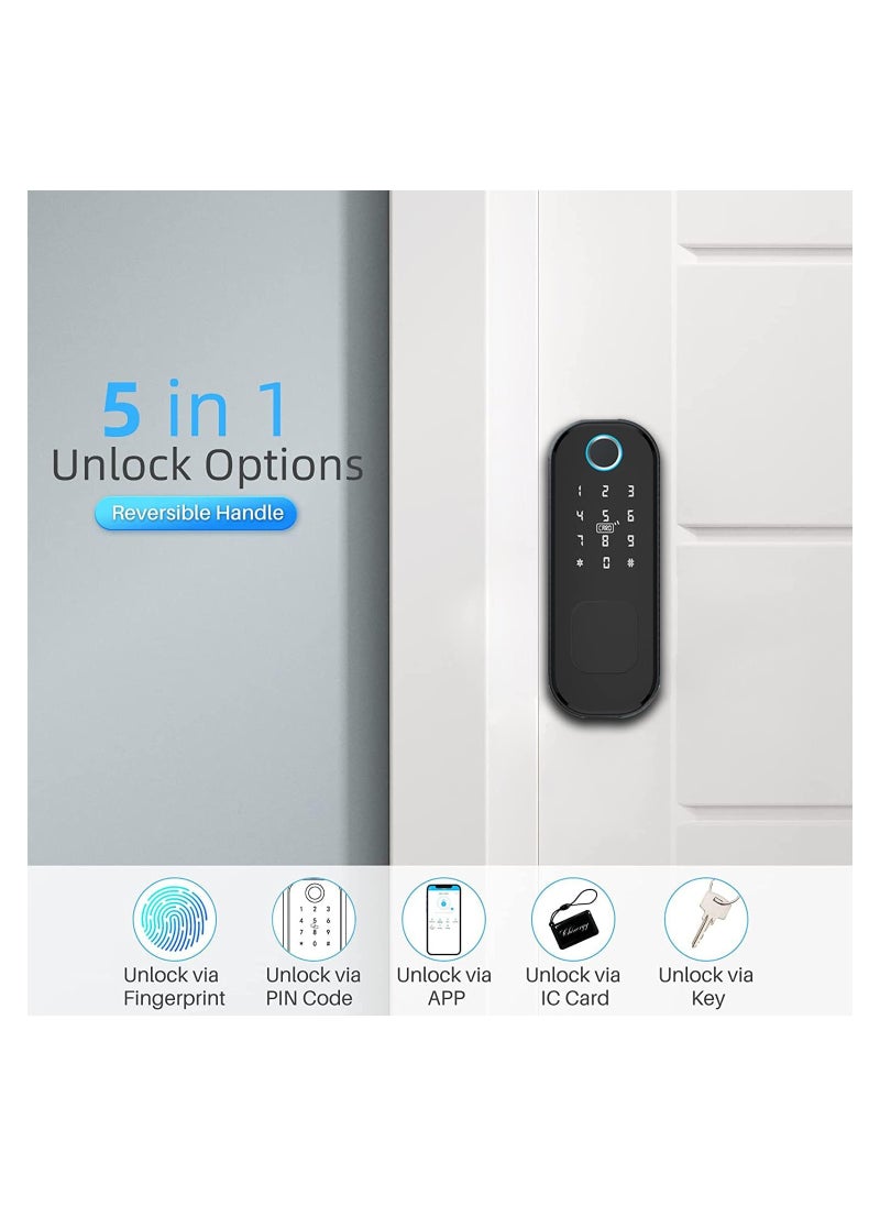 Smart Lock Work with Inner Door Lock Fingerprint Door Locks with Keypads Keyless Entry Deadbolt Front Door Lock Bluetooth App Control Touchscreen Keypad for Office Home Apartment