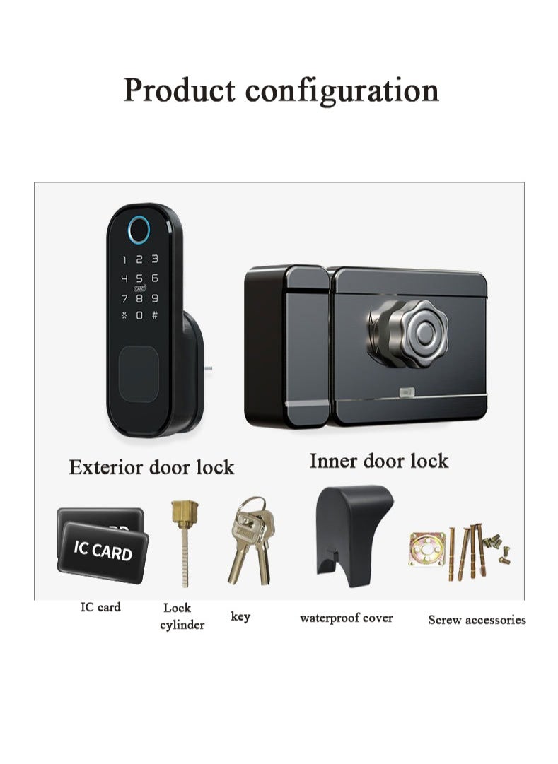 Smart Lock Work with Inner Door Lock Fingerprint Door Locks with Keypads Keyless Entry Deadbolt Front Door Lock Bluetooth App Control Touchscreen Keypad for Office Home Apartment