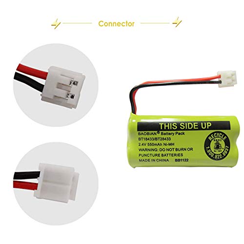BAOBIAN BT18433 BT28433 Cordless Phone Battery Compatible with AT&T/Lucent BT-18433 BT-184342 BT-28433 BT-284342 BT-6010 BT-8000 BT-8001 BT-8300 Empire CPH-515D CPH515D 2.4V 550mAh Ni-MH(Pack of 3) - Image 5
