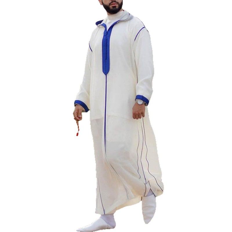 Men's Striped Hooded Kaftan Robe - Image 2