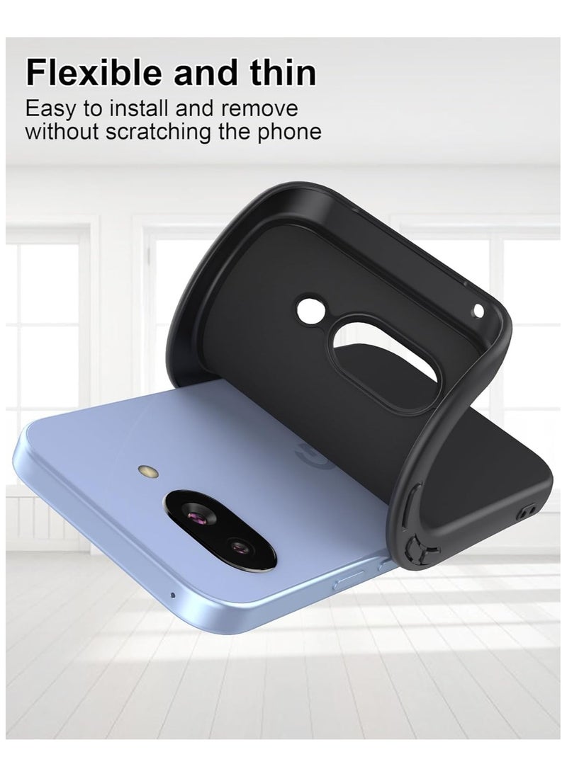 Case for Google Pixel 9a Soft TPU Back Cover Flexible Lightweight Matt Black Protective Cover Anti-fingerprint Case Designed for Google Pixel 9a  - Image 3