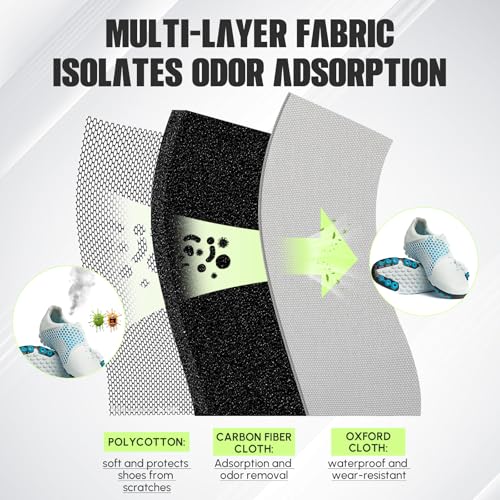 Leinuosen 4 Pcs Smell Proof Cleat Bag for Sport Odor Water Resistant Soccer Football Baseball Golf Shoe Bag with Active Carbon Fabric for Gym Travel Fits up to Us Size 14 Gray - Image 3