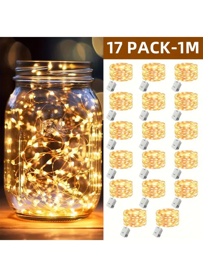 17 Pack Warm Yellow LED String Lights 39.37 Inch Battery Powered 3 Modes - Image 1