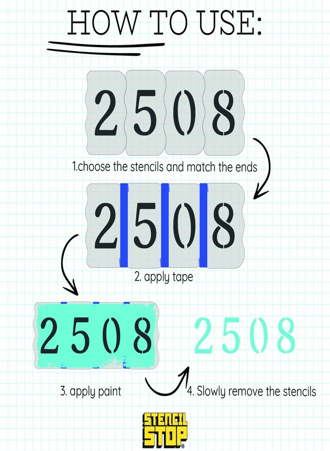 Stencil Stop 6 Inch Number Stencils Set - Complete Set with All Numbers, Durable & Reusable Soft Serif Font Stencil for Concrete, Metal, DIY, and Industrial Use - Includes 2 of Each Character (20-Piece) - Image 4
