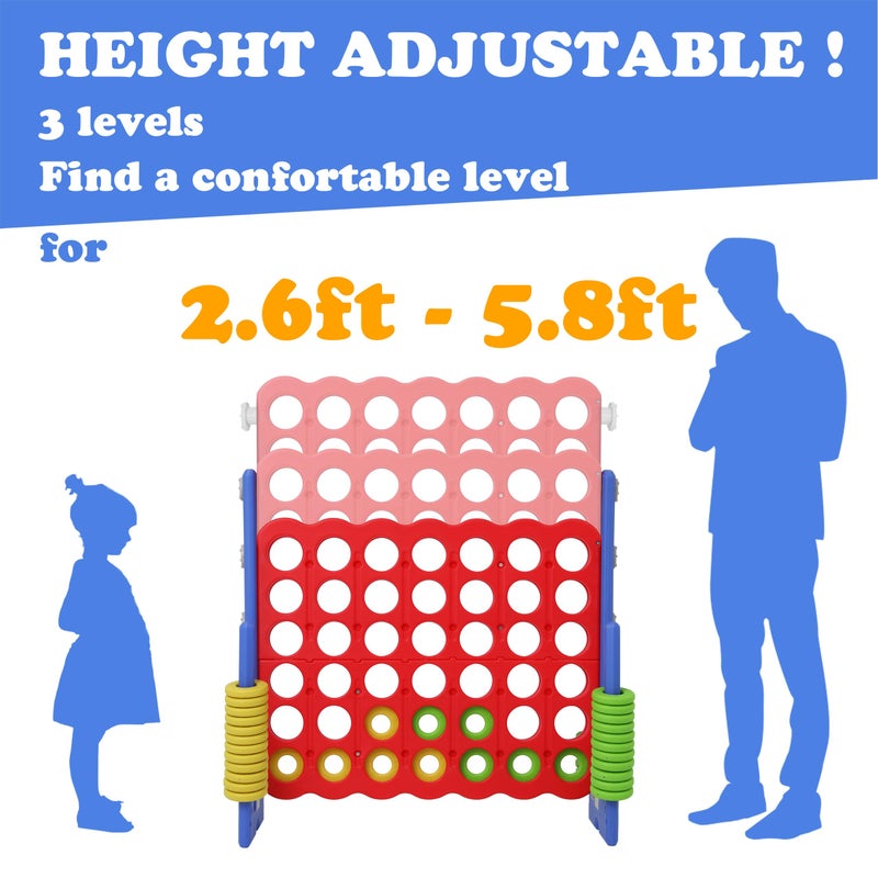 SDADI Jumbo 4 in a Row Game, 4-to-Score Giant Game Set with Adjustable Height (2.5-3.5 FT) for Kids & Adults, Indoor/Outdoor Connect Game with Quick-Release Slider, Perfect for Family and Party Games - Image 3