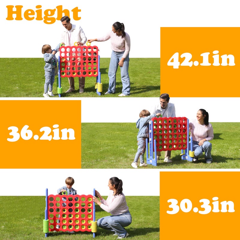 SDADI Jumbo 4 in a Row Game, 4-to-Score Giant Game Set with Adjustable Height (2.5-3.5 FT) for Kids & Adults, Indoor/Outdoor Connect Game with Quick-Release Slider, Perfect for Family and Party Games - Image 5