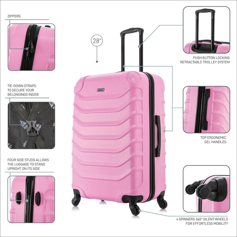 InUSA ENDURANCE Luggage with Spinner Wheels | Durable Lightweight Hardside Suitcase, Spacious Travel Bag with Handle and Trolley | 28-Inch Large Checked Luggage | Pink - Image 3
