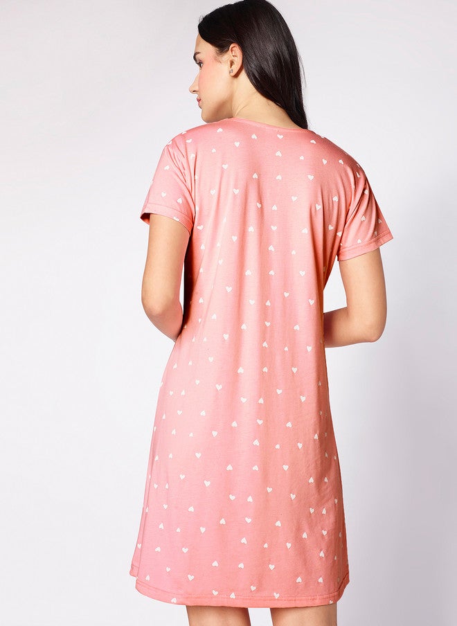 beebelle Peach-Coloured Graphic Printed T-shirt Nightdress - Image 5