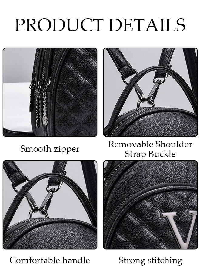 Women's Backpack Fashionable Travel Backpack For Women Faux Leather School Backpack Shoulder Bag For College Girls Students Black
