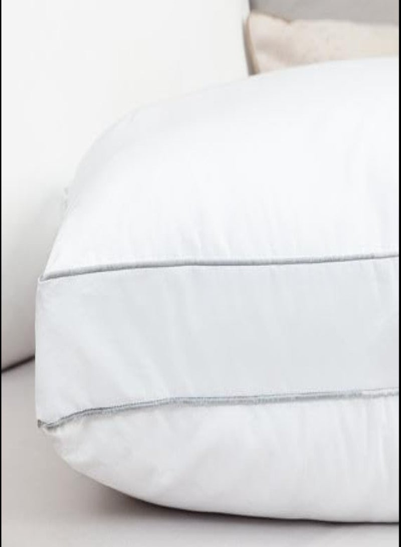 Blueberry وسائد سرير بيضاء مع حواف مزدوجة رمادية، وسادة مزودة بجوانب للنوم على الظهر أو البطن أو الجانب - Image 4