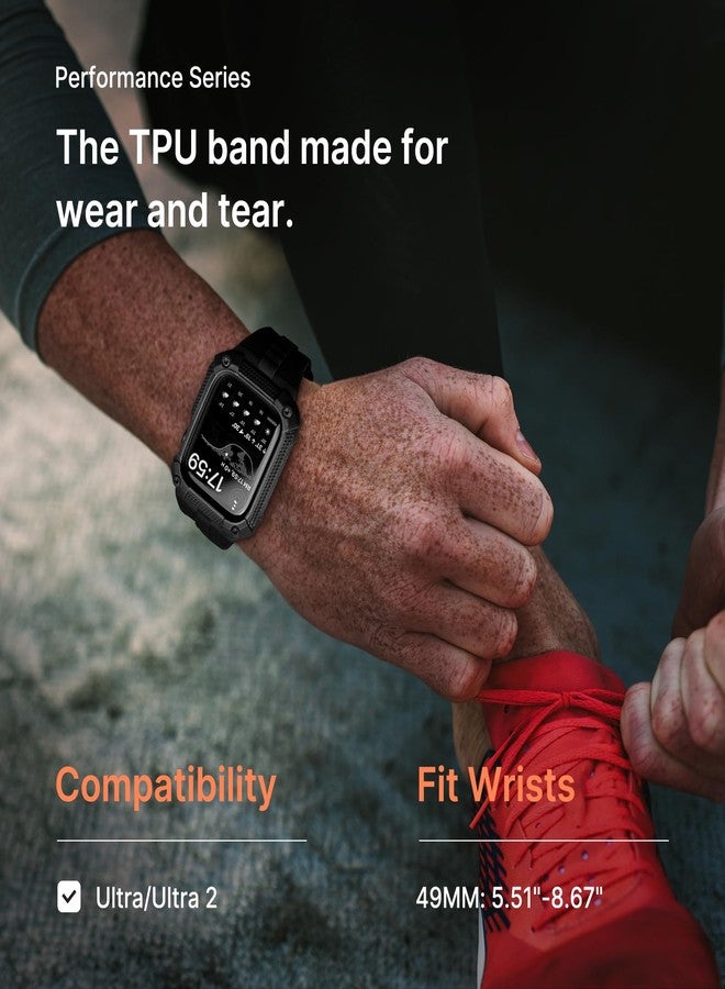 Fullmosa حزام فولموسا متوافق مع ساعة آبل 49 مم ألترا 3/2/1، حزام ساعة آبل المتين مع غلاف مضاد للصدمات بمعيار عسكري وواقي شاشة للرجال والنساء، أسود - Image 3