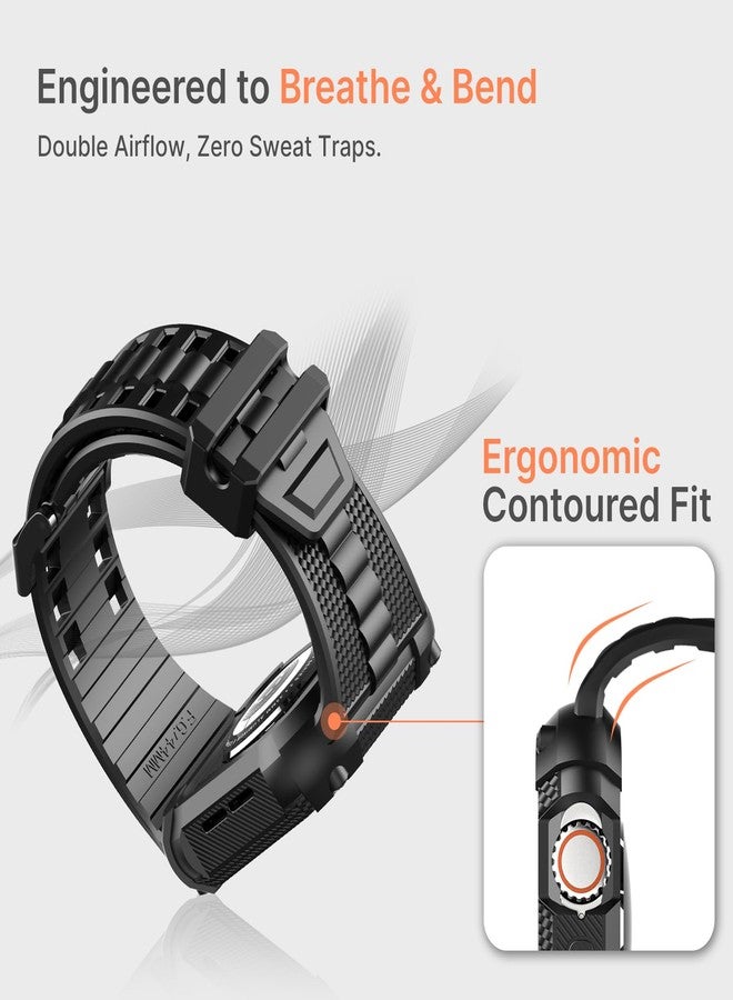 Fullmosa حزام فولموسا متوافق مع ساعة آبل 49 مم ألترا 3/2/1، حزام ساعة آبل المتين مع غلاف مضاد للصدمات بمعيار عسكري وواقي شاشة للرجال والنساء، أسود - Image 4