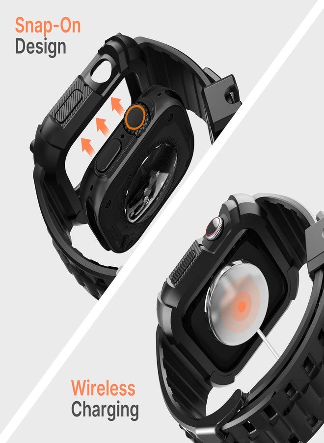 Fullmosa حزام فولموسا متوافق مع ساعة آبل 49 مم ألترا 3/2/1، حزام ساعة آبل المتين مع غلاف مضاد للصدمات بمعيار عسكري وواقي شاشة للرجال والنساء، أسود - Image 5