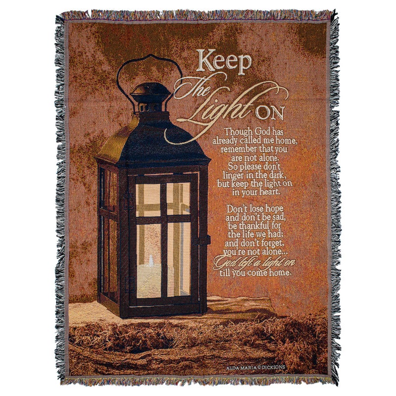 Dicksons Keep The Light on Lantern on Red 52 x 68 All Cotton Tapestry Throw Blanket