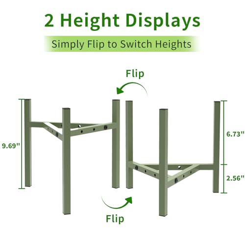 Airpark Aripark Plant Stand Indoor Adjustable, Metal Modern Small Plant Stands, Heavy Duty Stable Plant Pot Flower Holder Indoor Outdoor Corner, Fit 8 9 10 11 12 inch Pots, Green (Pot & Plant Not Included) - Image 3